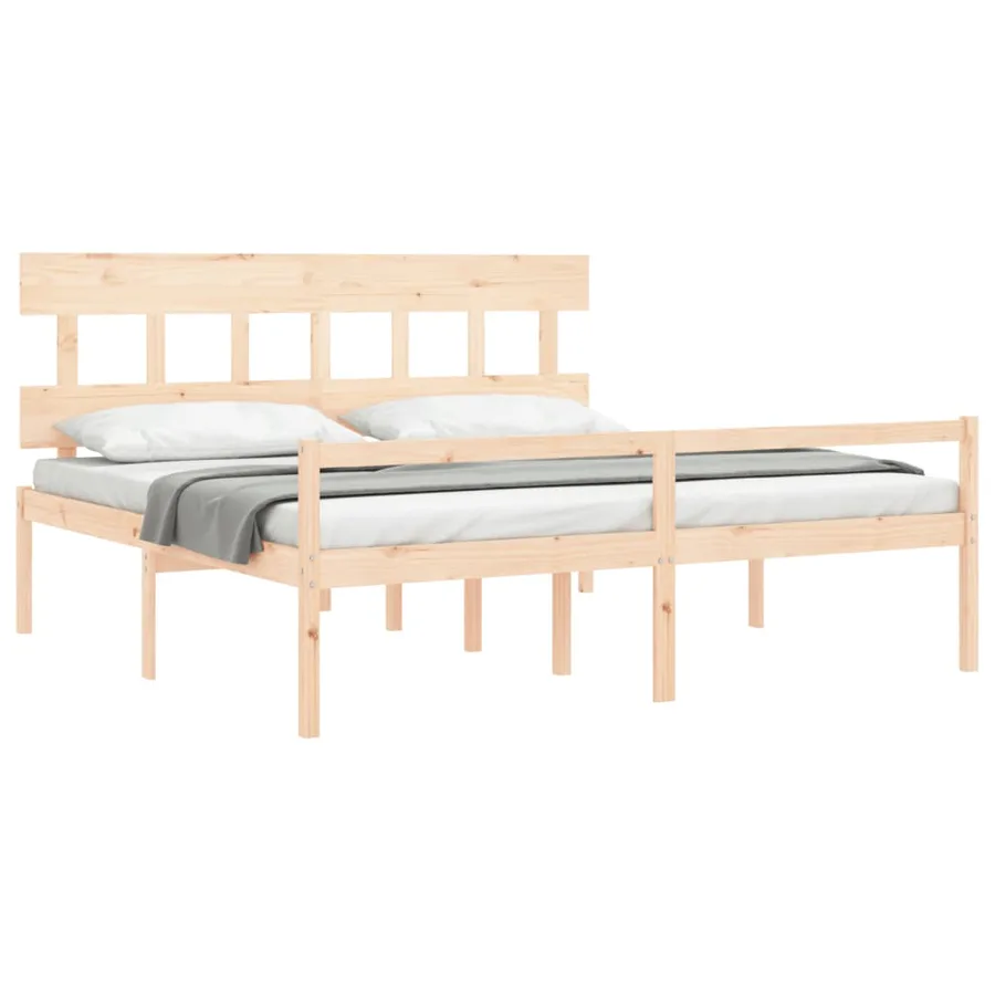 Lit pour personne âgée et tête de lit 200x200 cm bois massif - 4