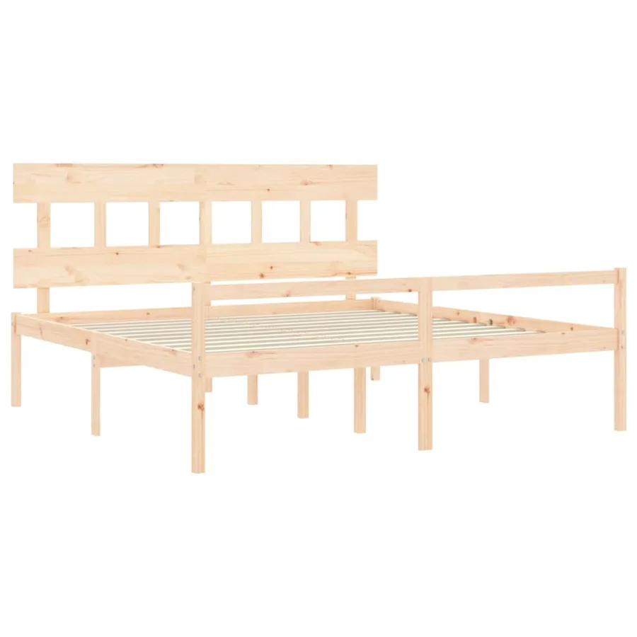 Lit pour personne âgée et tête de lit 200x200 cm bois massif - 5