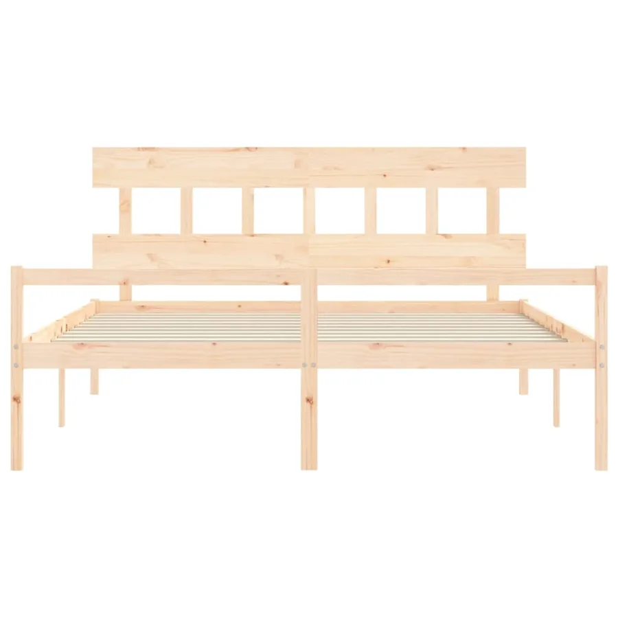 Lit pour personne âgée et tête de lit 200x200 cm bois massif - 6