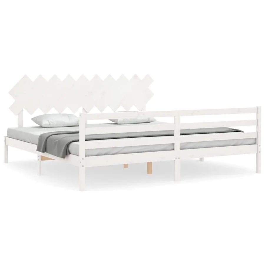 Cadre de lit sans matelas blanc 200x200 cm bois massif - 2