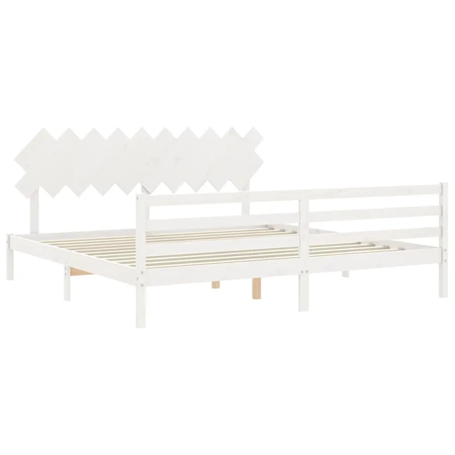 Cadre de lit sans matelas blanc 200x200 cm bois massif - 5