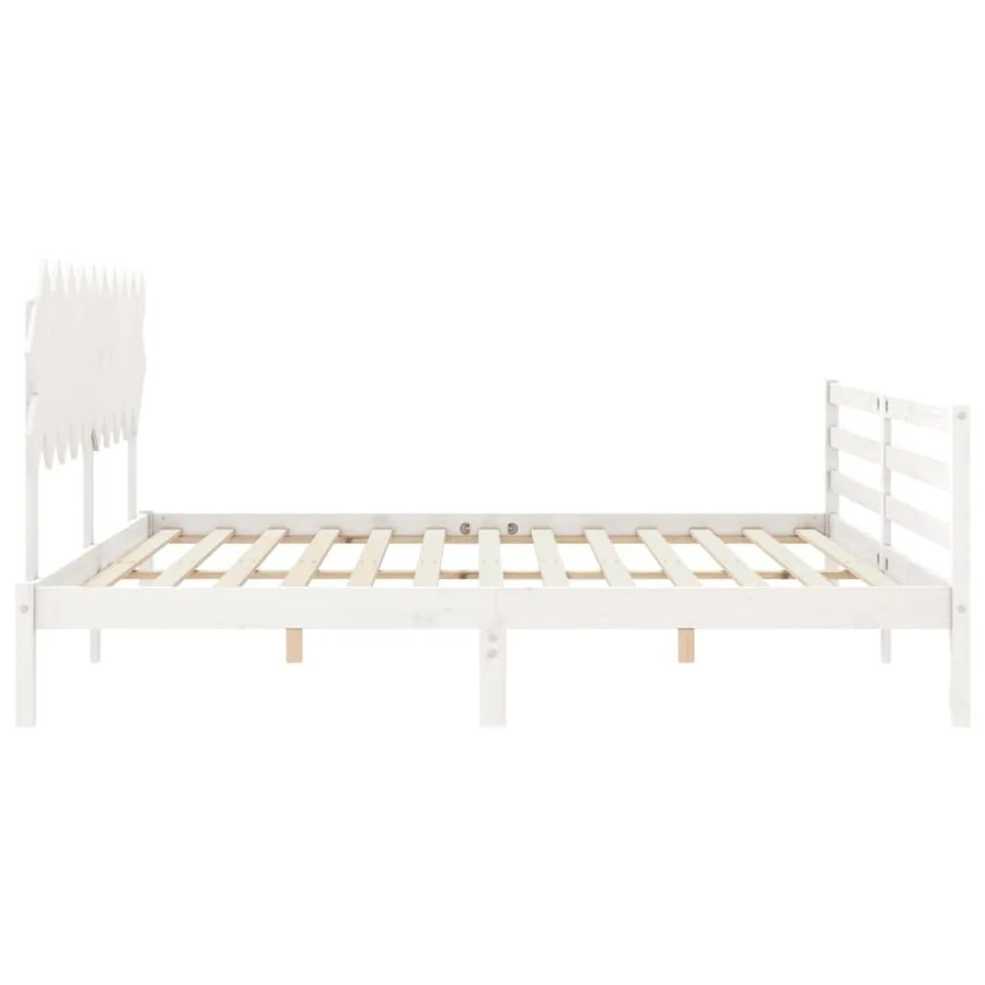 Cadre de lit sans matelas blanc 200x200 cm bois massif - 7