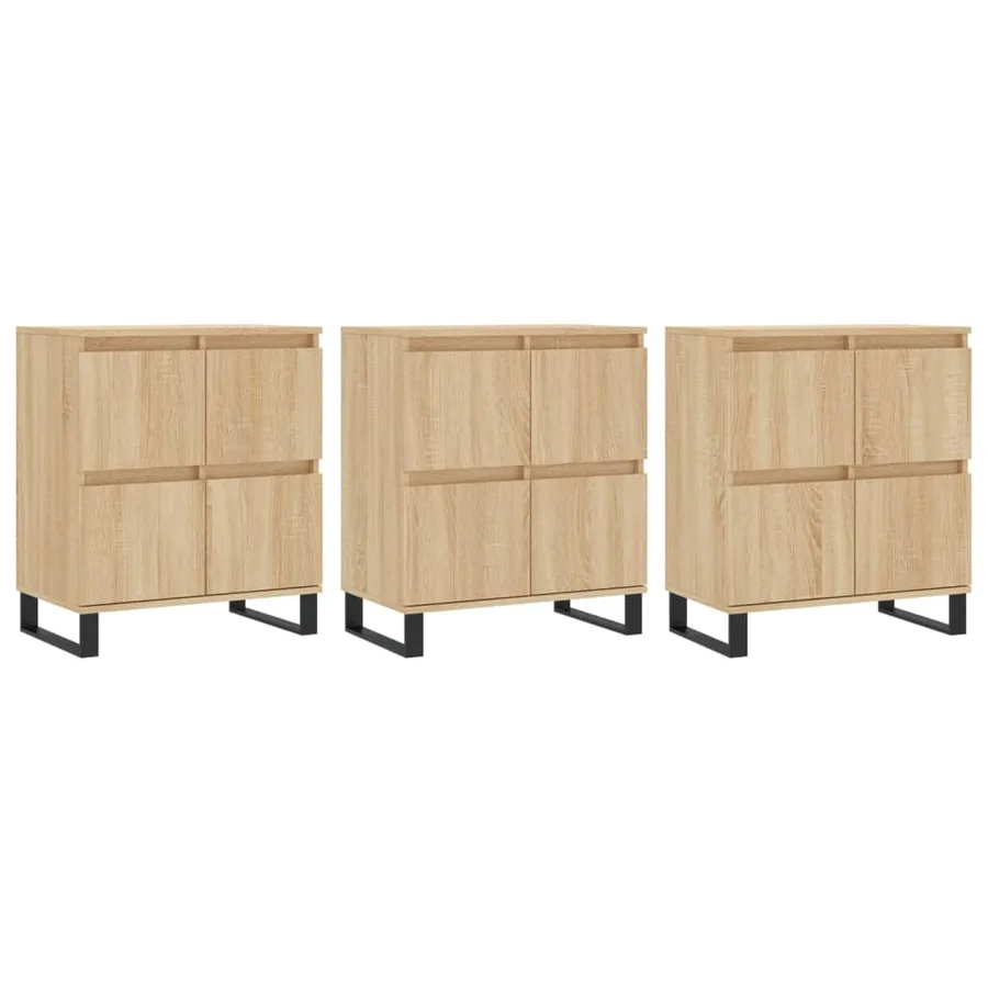 Buffets 3 pcs Chêne sonoma Bois d'ingénierie - 2