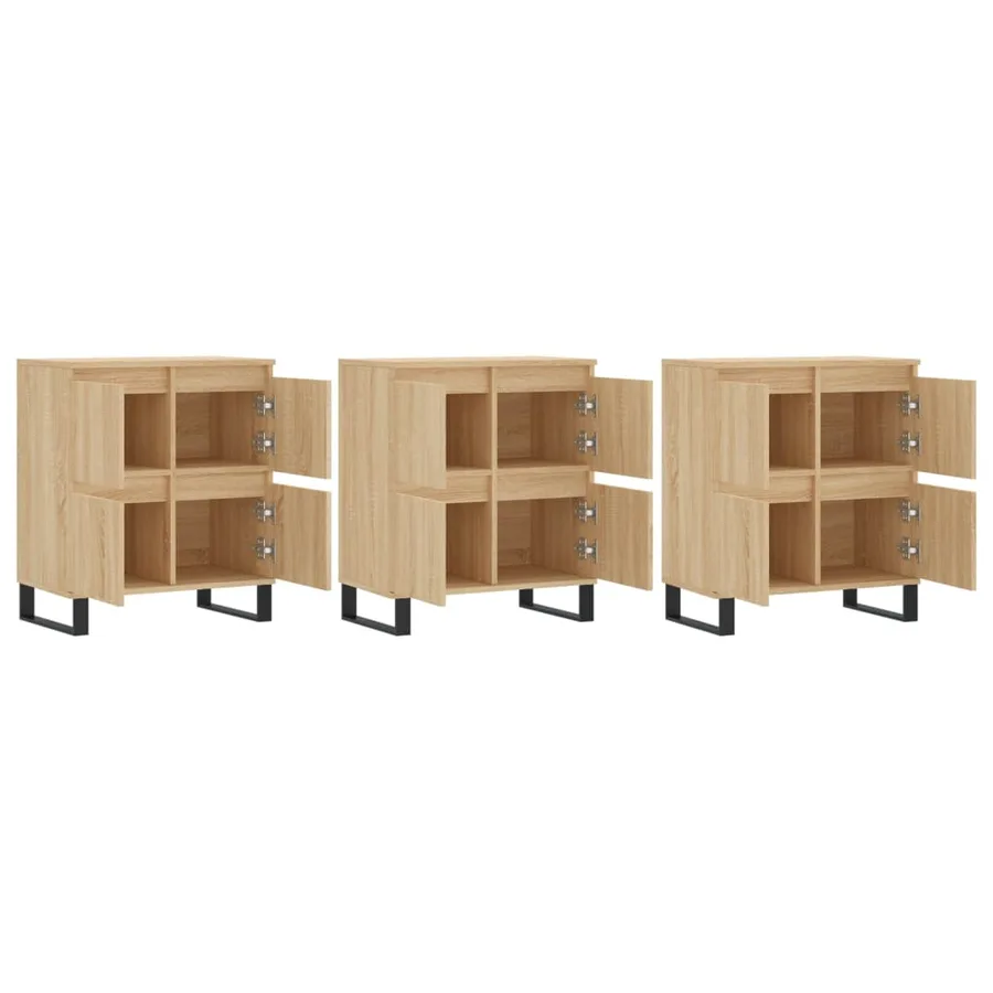Buffets 3 pcs Chêne sonoma Bois d'ingénierie - 4