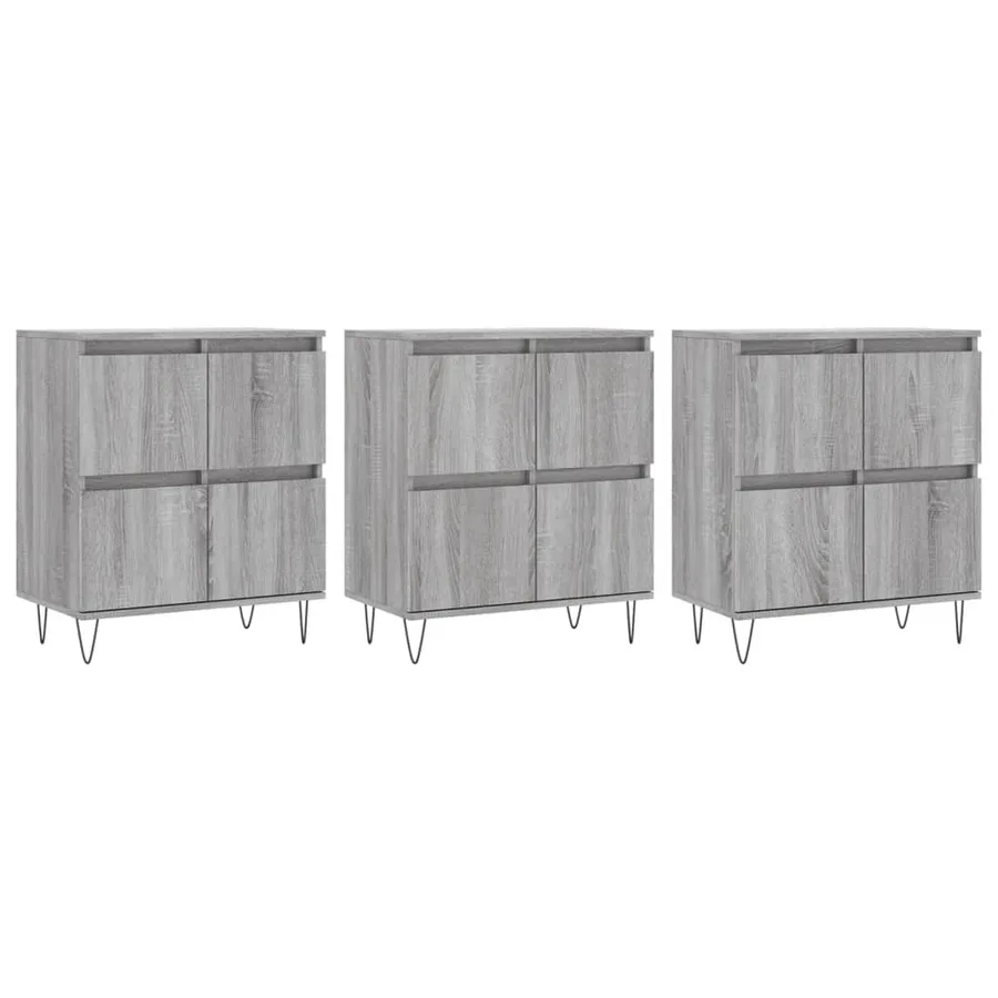 Buffets 3 pcs Sonoma gris Bois d'ingénierie - 2