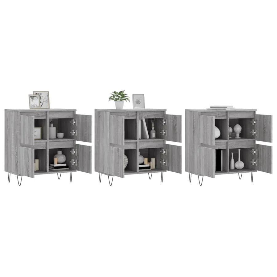 Buffets 3 pcs Sonoma gris Bois d'ingénierie - 3