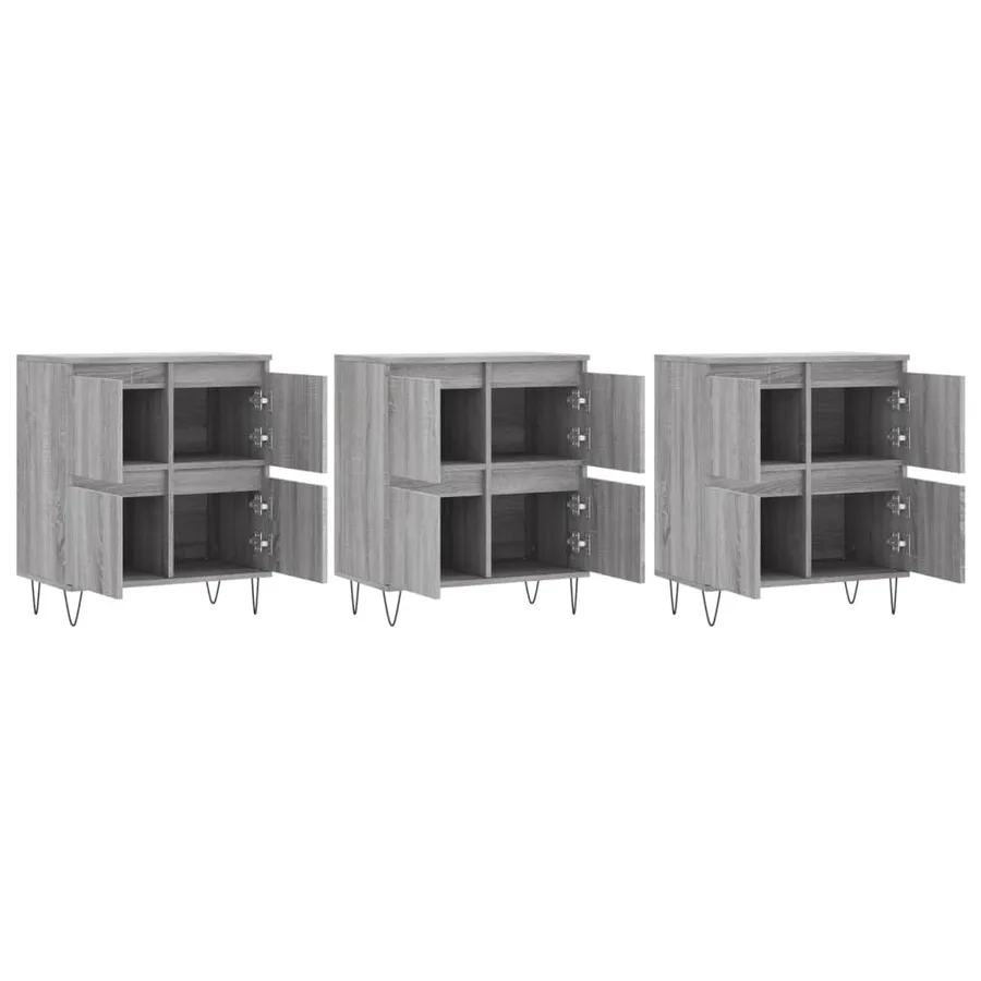 Buffets 3 pcs Sonoma gris Bois d'ingénierie - 4