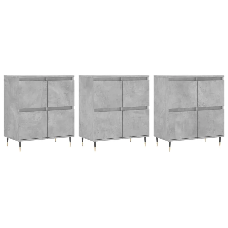 Buffets 3 pcs gris béton bois d'ingénierie - 2
