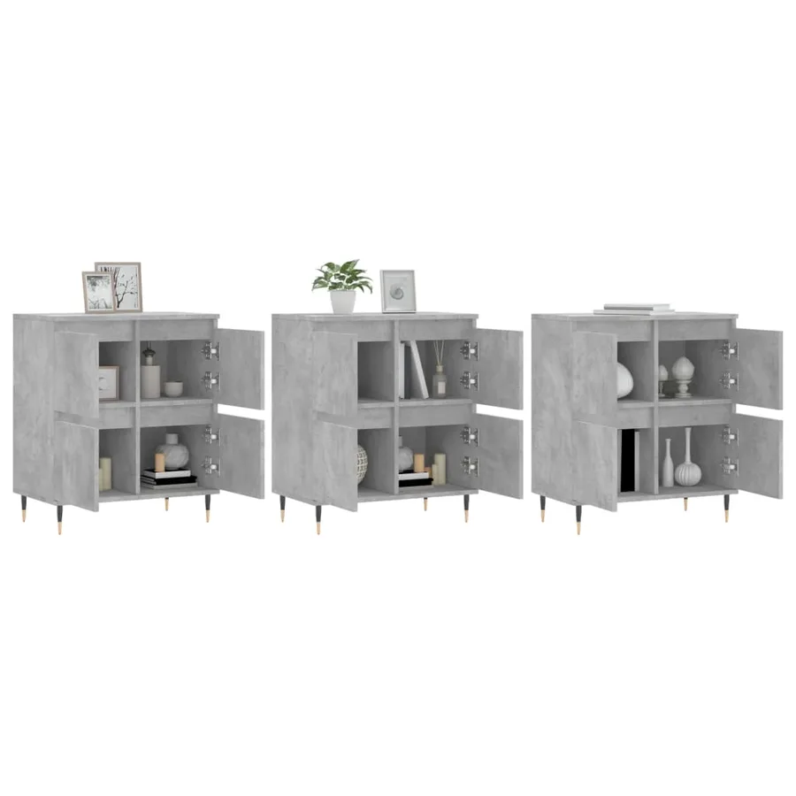 Buffets 3 pcs gris béton bois d'ingénierie - 3