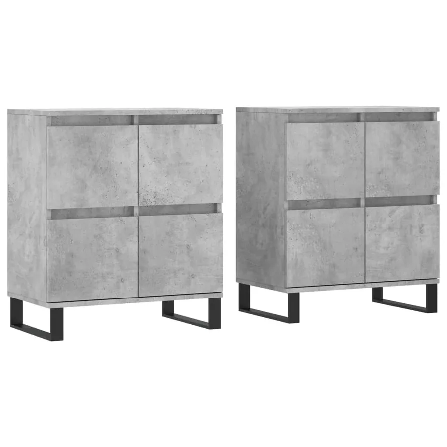 Buffets 2 pcs gris béton bois d'ingénierie - 2