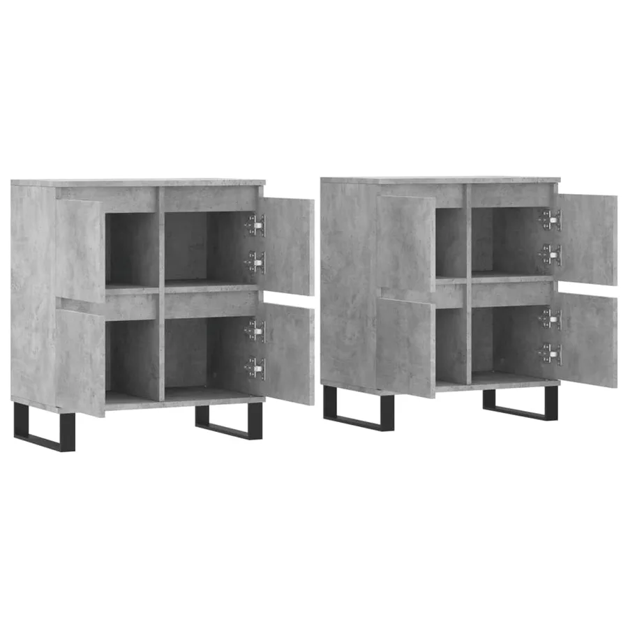Buffets 2 pcs gris béton bois d'ingénierie - 4
