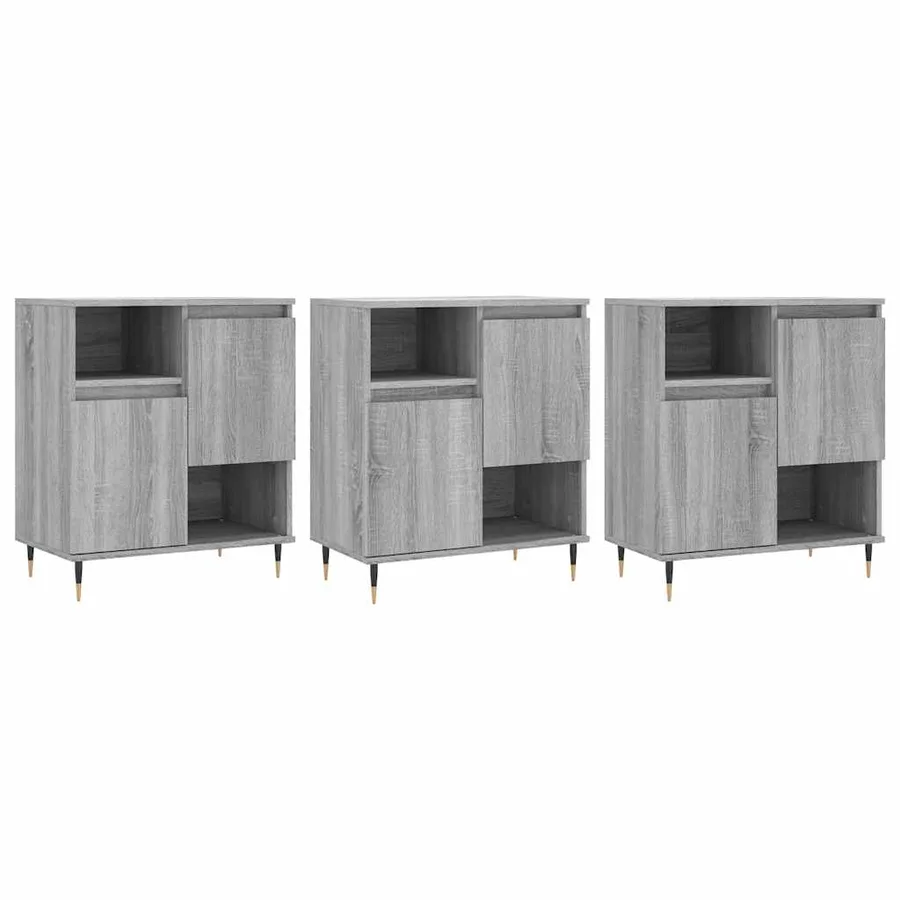 Buffets 3 pcs Sonoma gris Bois d'ingénierie - 2