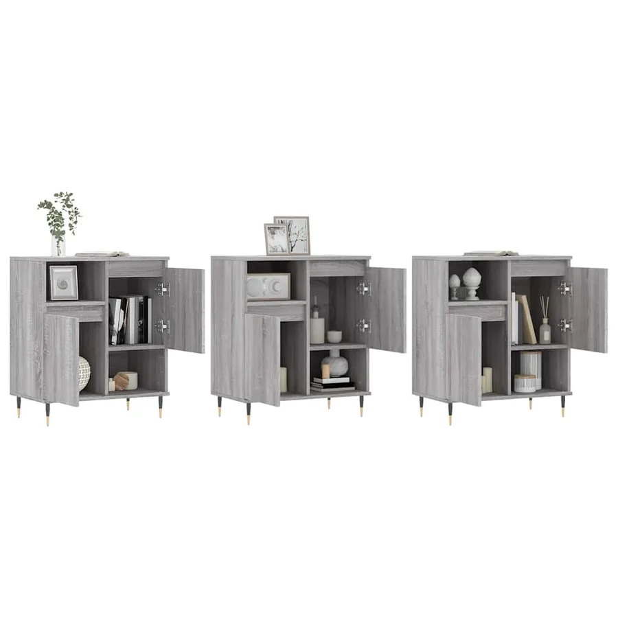 Buffets 3 pcs Sonoma gris Bois d'ingénierie - 3