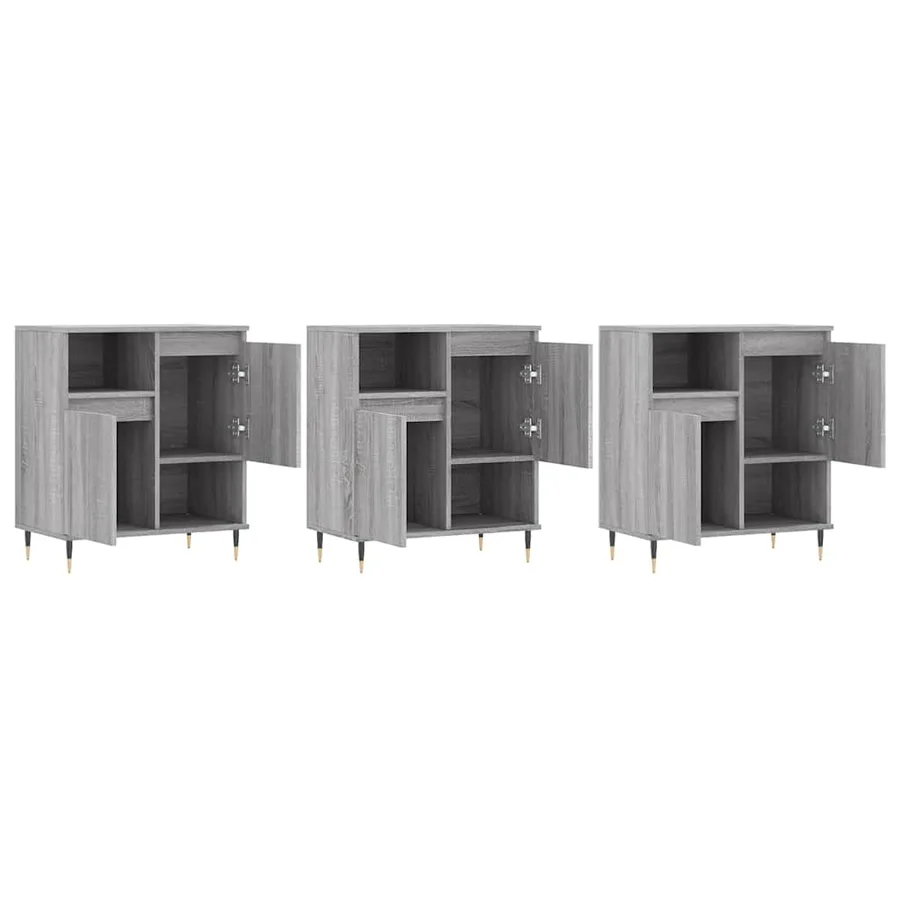 Buffets 3 pcs Sonoma gris Bois d'ingénierie - 4