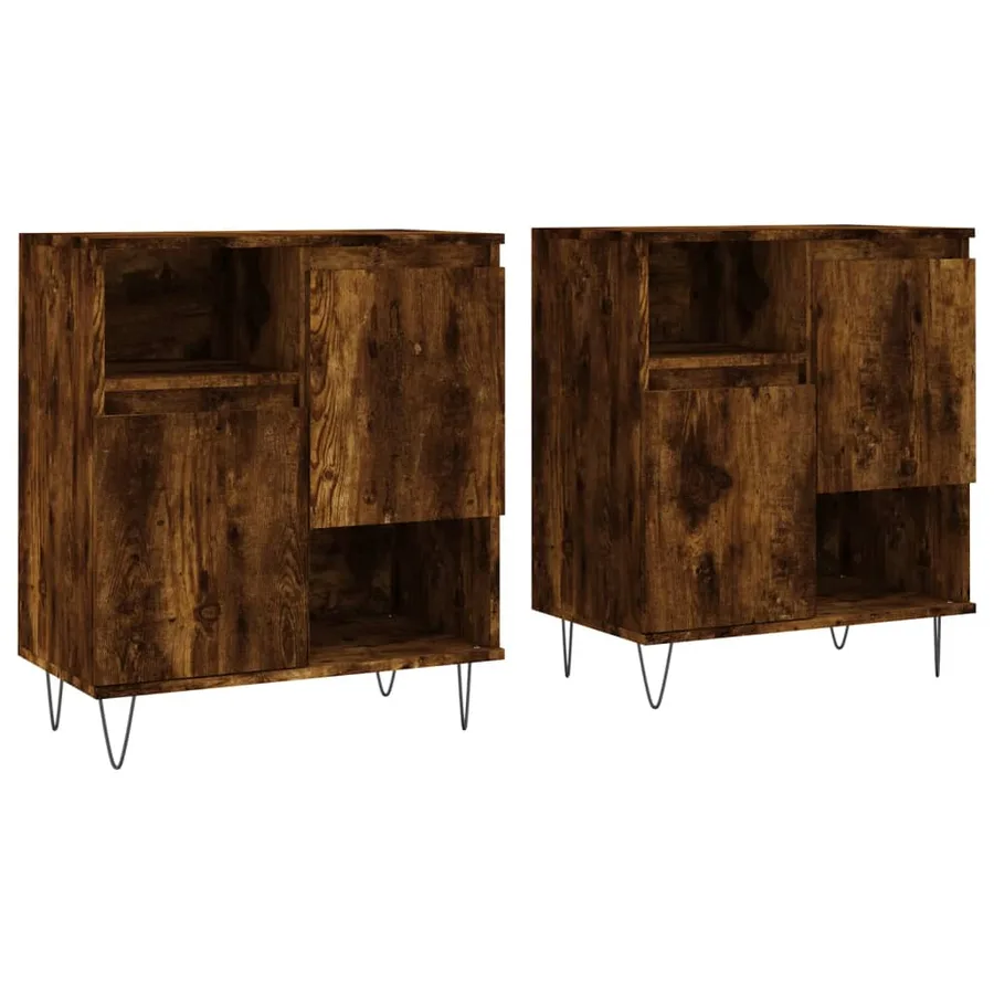 Buffets 2 pcs chêne fumé bois d'ingénierie - 2