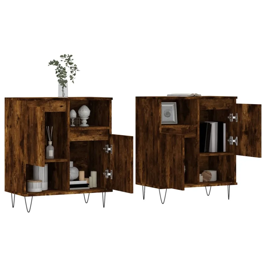 Buffets 2 pcs chêne fumé bois d'ingénierie - 3