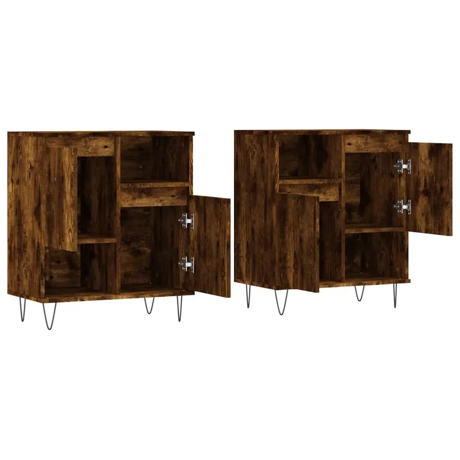 Buffets 2 pcs chêne fumé bois d'ingénierie - 4