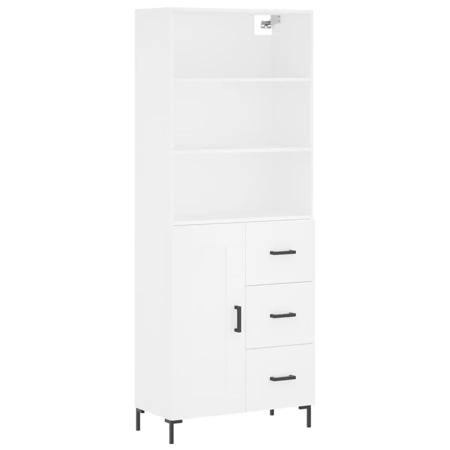 Buffet haut Blanc 69,5x34x180 cm Bois d'ingénierie - 2
