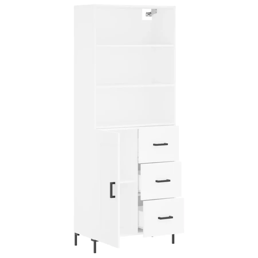 Buffet haut Blanc 69,5x34x180 cm Bois d'ingénierie - 4