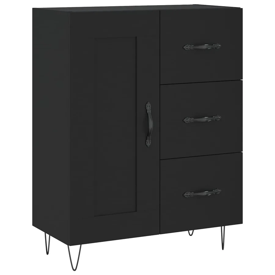 Buffet haut Noir 69,5x34x180 cm Bois d'ingénierie - 7