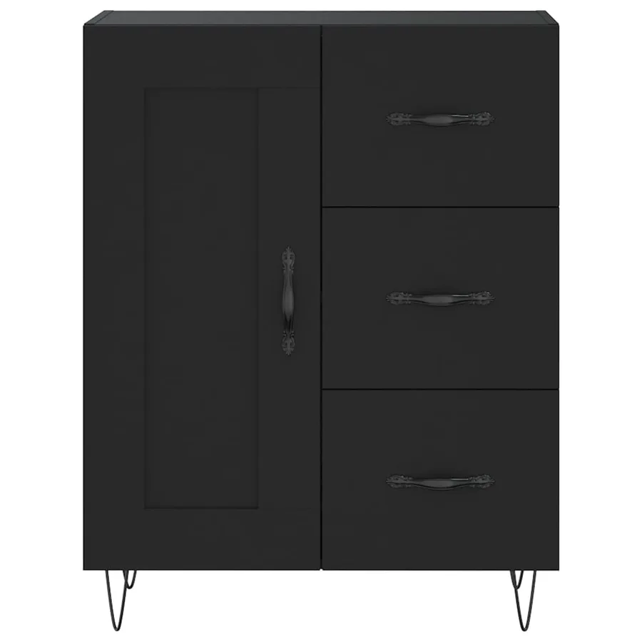 Buffet haut Noir 69,5x34x180 cm Bois d'ingénierie - 8