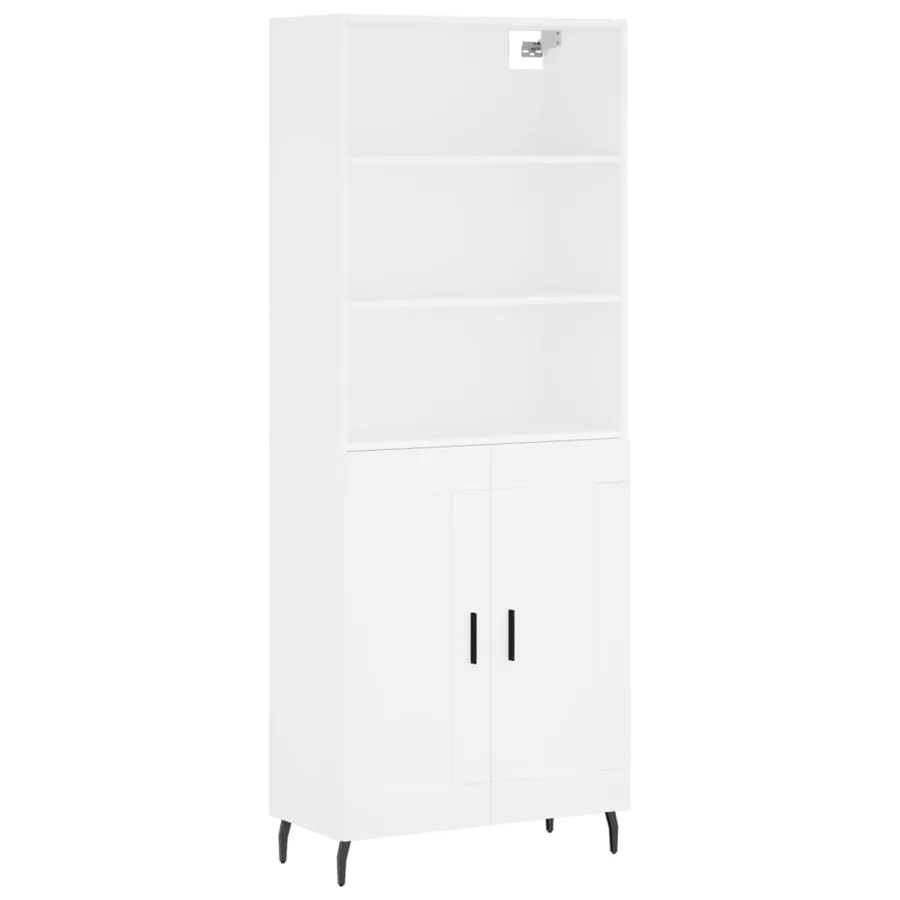 Buffet haut Blanc 69,5x34x180 cm Bois d'ingénierie - 2