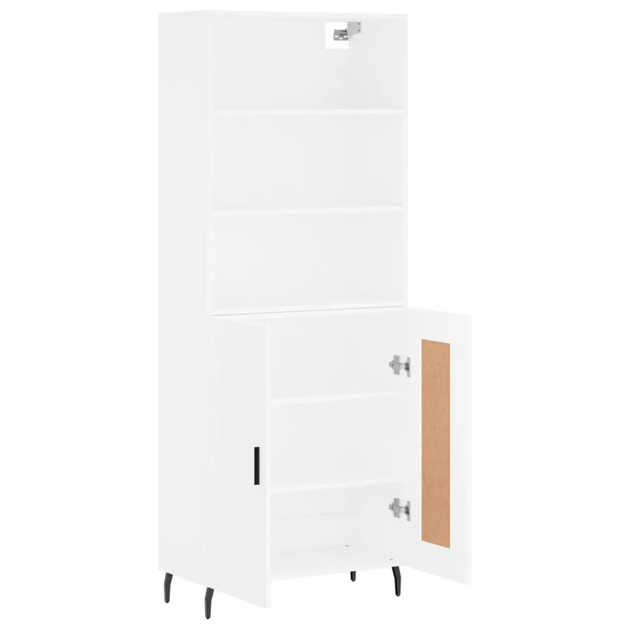 Buffet haut Blanc 69,5x34x180 cm Bois d'ingénierie - 4