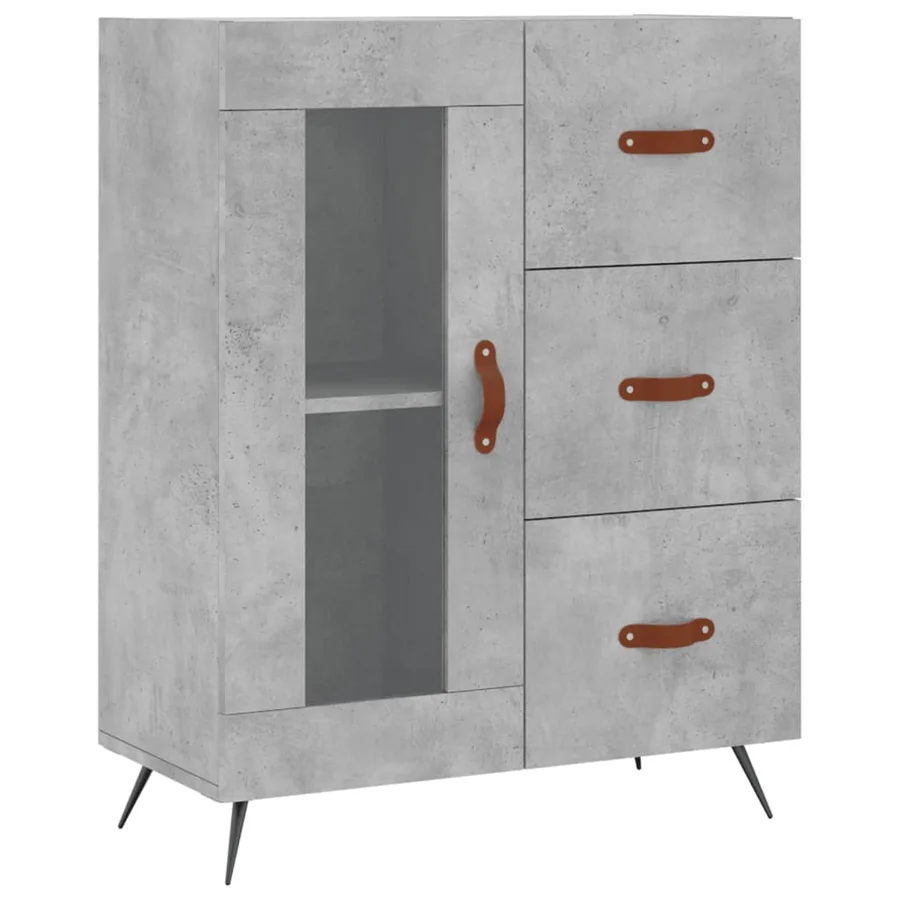 Buffet haut Gris béton 69,5x34x180 cm Bois d'ingénierie - 6