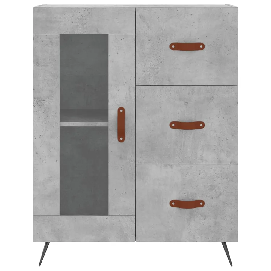 Buffet haut Gris béton 69,5x34x180 cm Bois d'ingénierie - 7