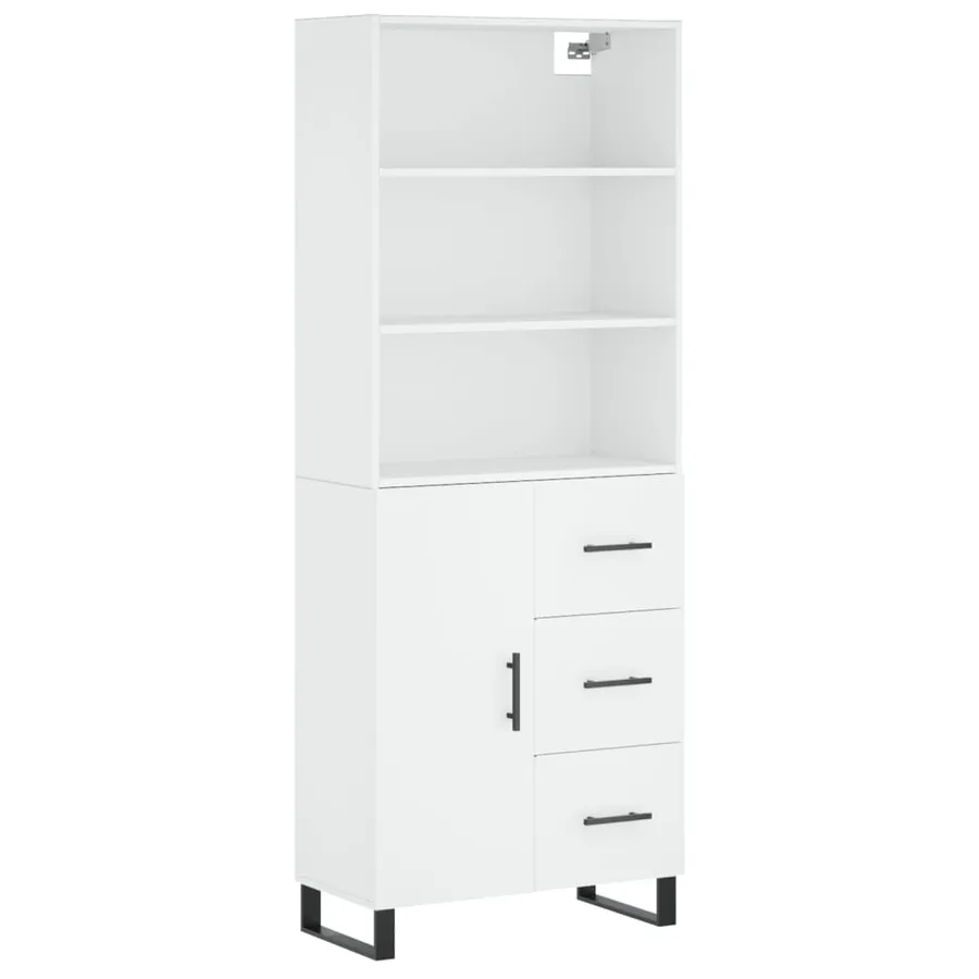 Buffet haut Blanc 69,5x34x180 cm Bois d'ingénierie - 2