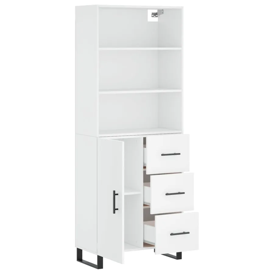 Buffet haut Blanc 69,5x34x180 cm Bois d'ingénierie - 4