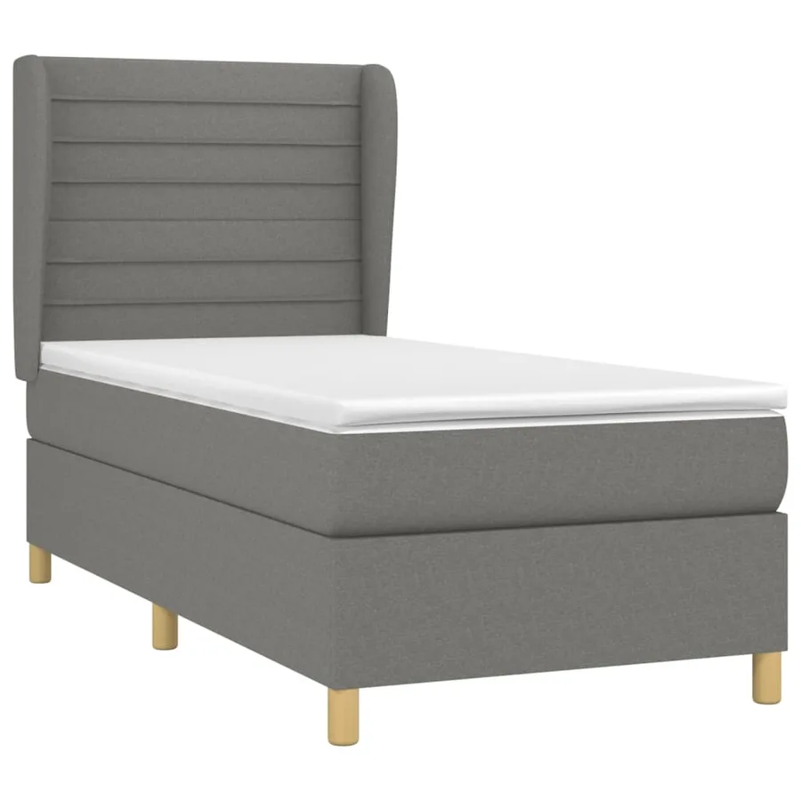 Sommier à lattes de lit avec matelas Gris foncé 100x200cm Tissu - 3