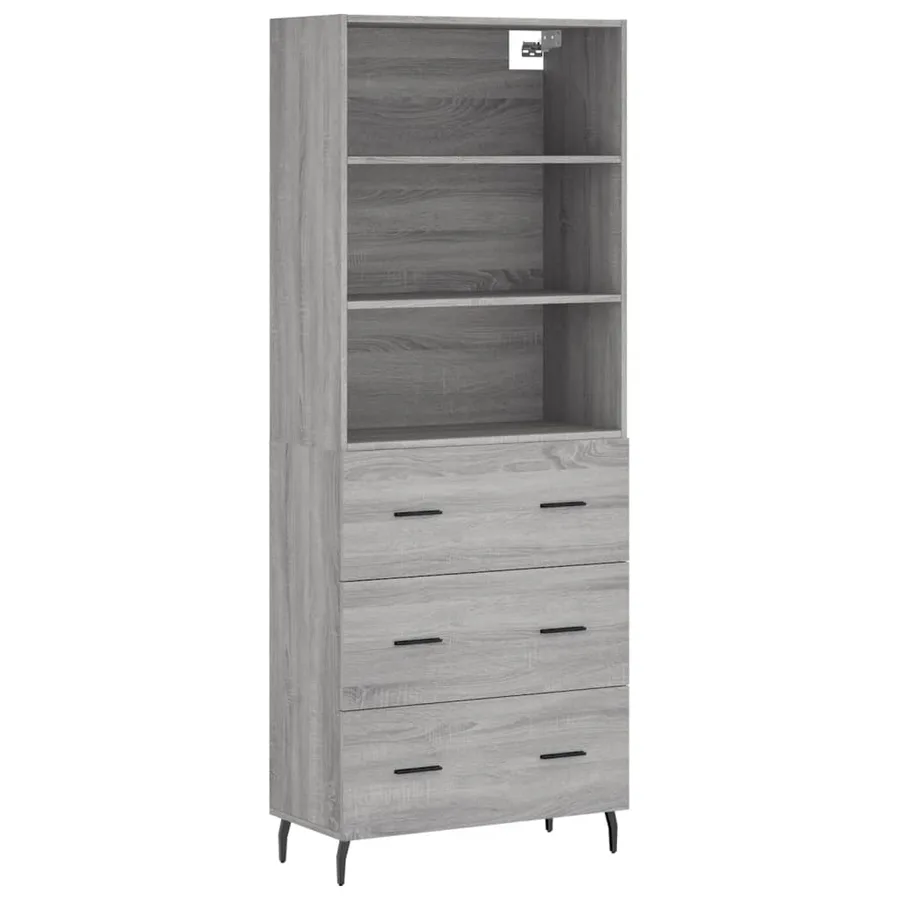 Buffet haut Sonoma gris 69,5x34x180 cm Bois d'ingénierie - 2