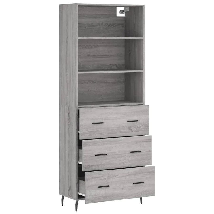 Buffet haut Sonoma gris 69,5x34x180 cm Bois d'ingénierie - 4