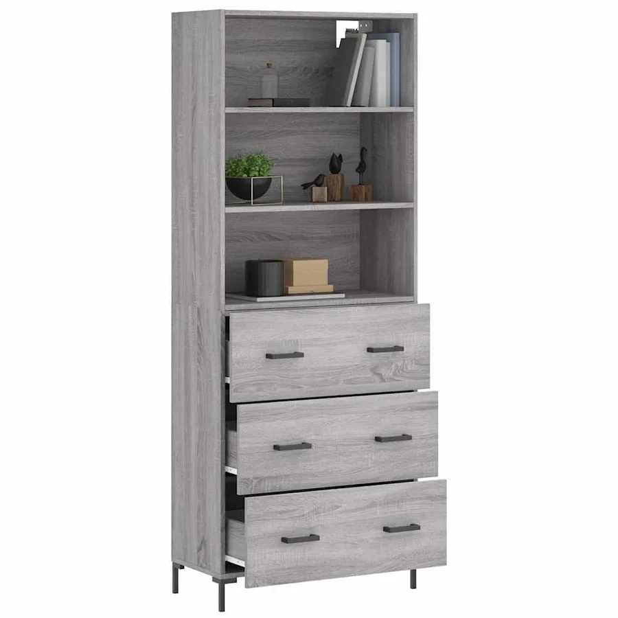Buffet haut Sonoma gris 69,5x34x180 cm Bois d'ingénierie - 3