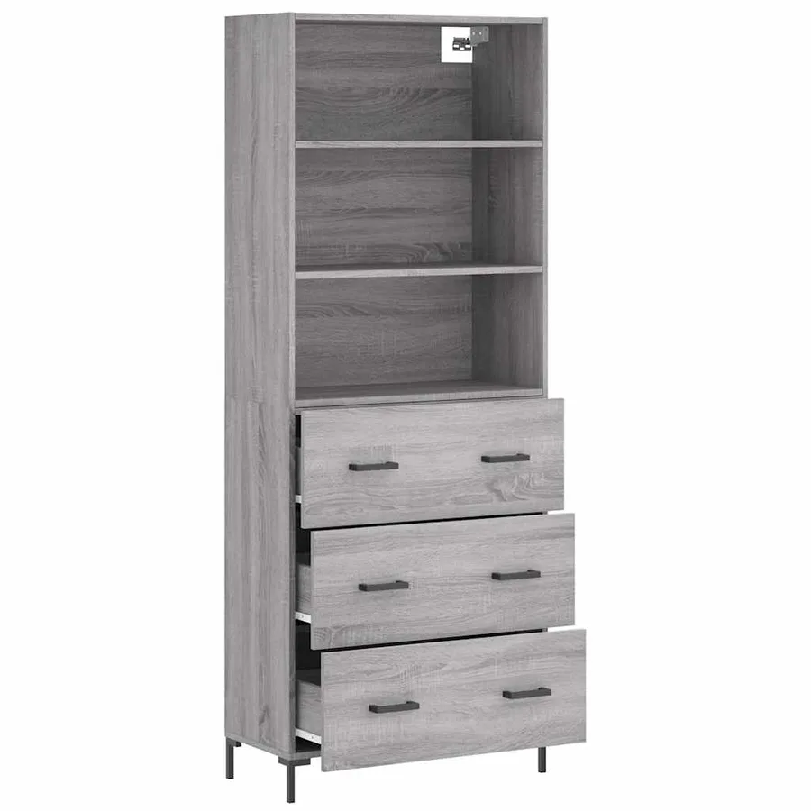Buffet haut Sonoma gris 69,5x34x180 cm Bois d'ingénierie - 4