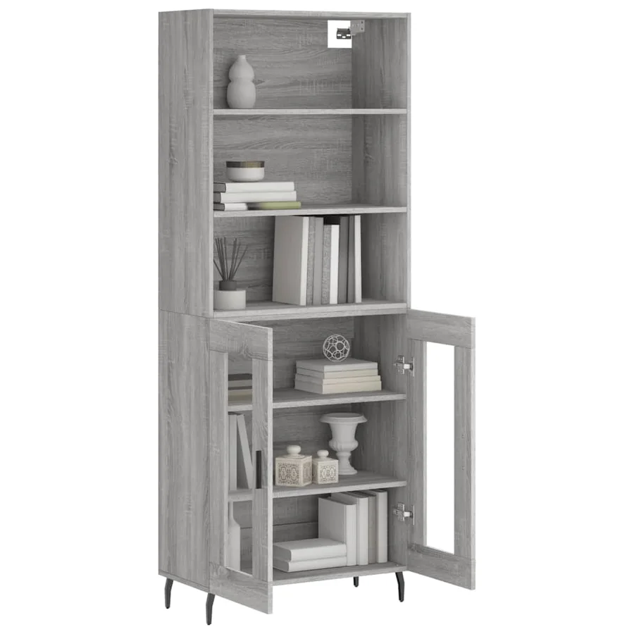 Buffet haut Sonoma gris 69,5x34x180 cm Bois d'ingénierie - 3