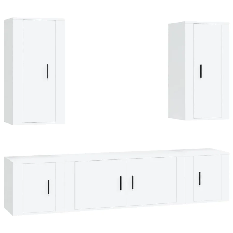 Ensemble de meubles TV 5 pcs Blanc Bois d'ingénierie - 2