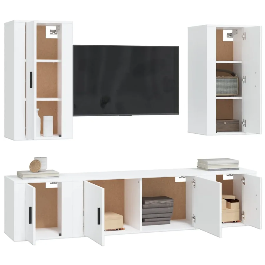Ensemble de meubles TV 5 pcs Blanc Bois d'ingénierie - 3