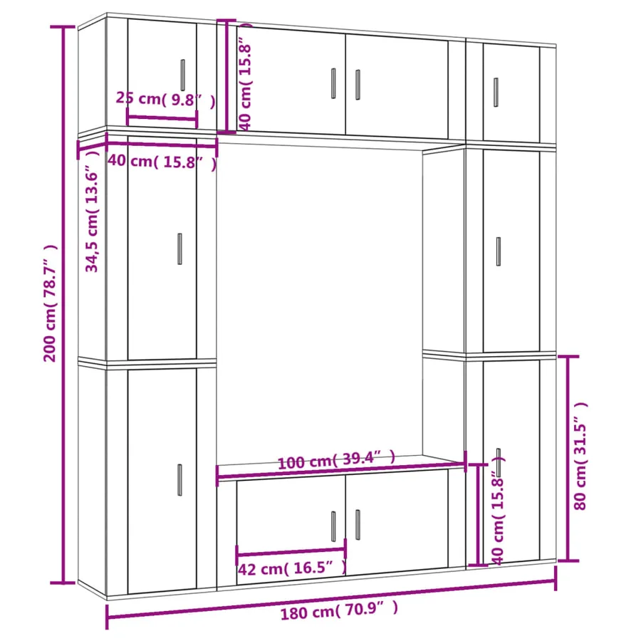 Ensemble de meubles TV 8 pcs Blanc Bois d'ingénierie - 8