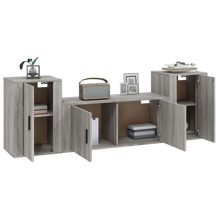 Ensemble de meubles TV 3 pcs Sonoma gris Bois d'ingénierie - 3