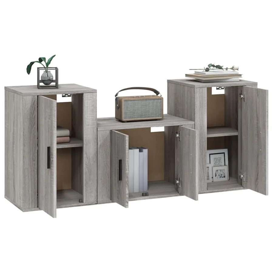 Ensemble de meubles TV 3 pcs Sonoma gris Bois d'ingénierie - 3