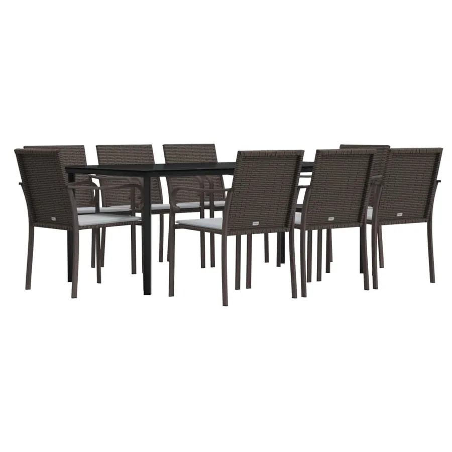 Ensemble à manger de jardin 9 pcs coussins résine tressée acier - 3