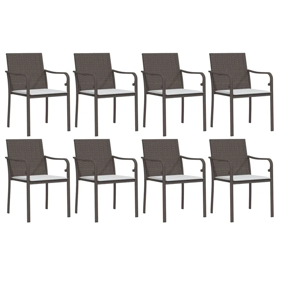 Ensemble à manger de jardin 9 pcs coussins résine tressée acier - 4