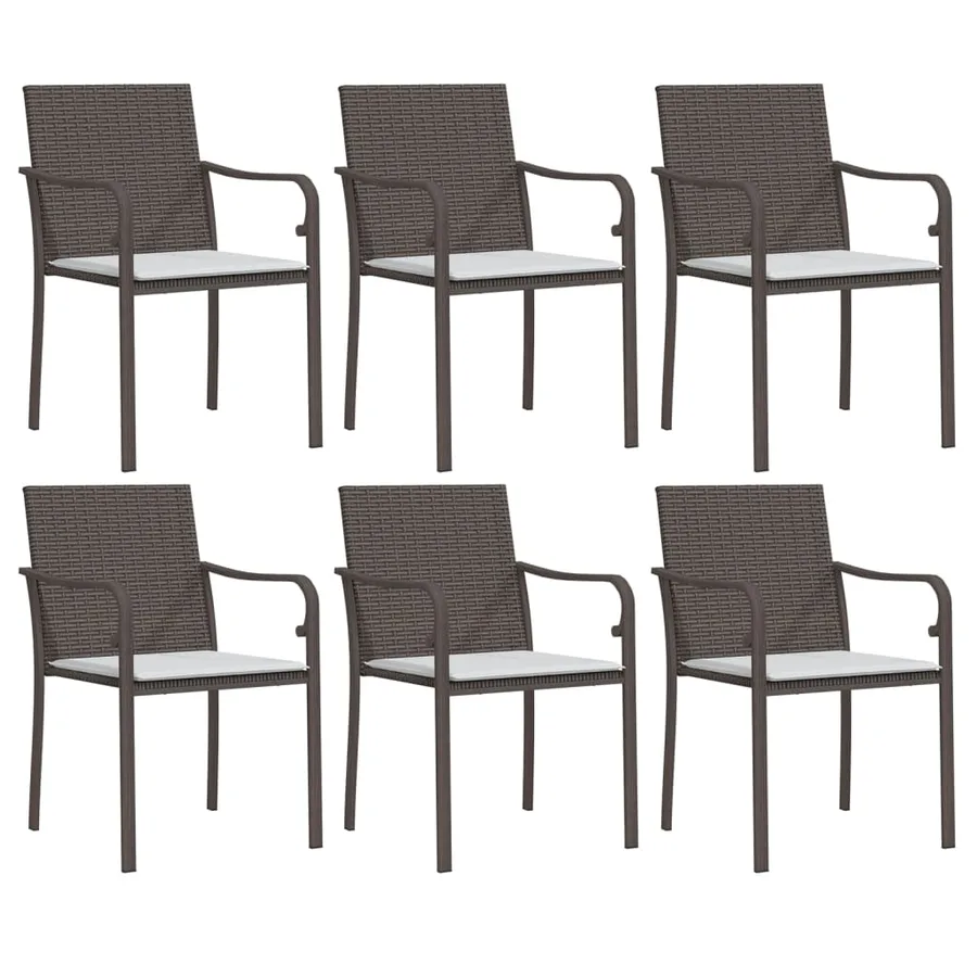 Ensemble à manger de jardin 7 pcs coussins résine tressée acier - 4