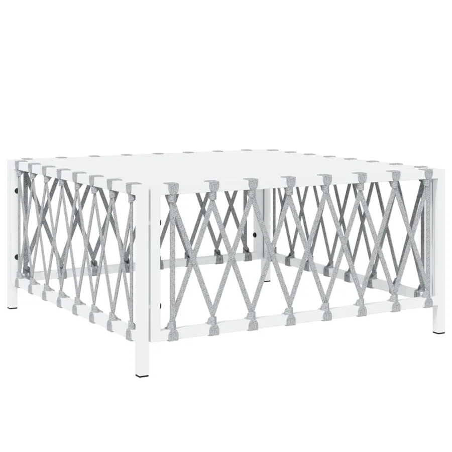 Salon de jardin 8 pcs avec coussins blanc acier - 6