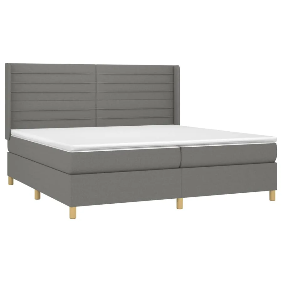 Sommier à lattes de lit matelas LED Gris foncé 200x200 cm Tissu - 4