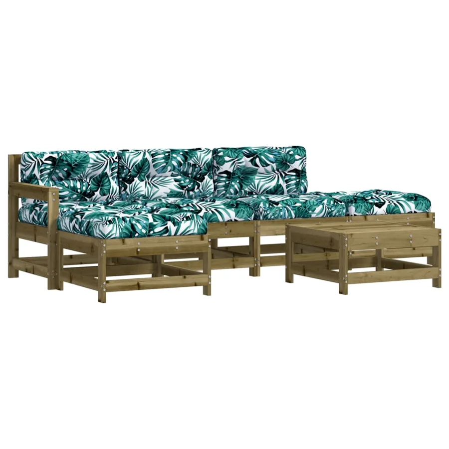 Salon de jardin 6 pcs avec coussins bois de pin imprégné - 2