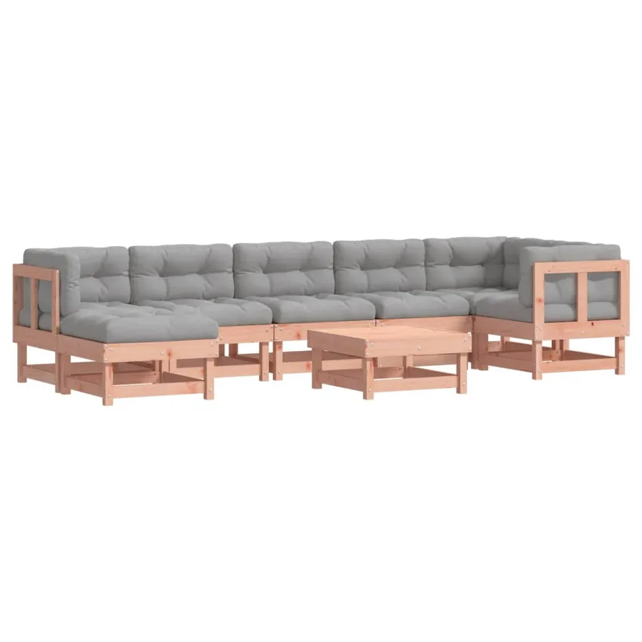 Salon de jardin 8 pcs avec coussins bois massif douglas - 2