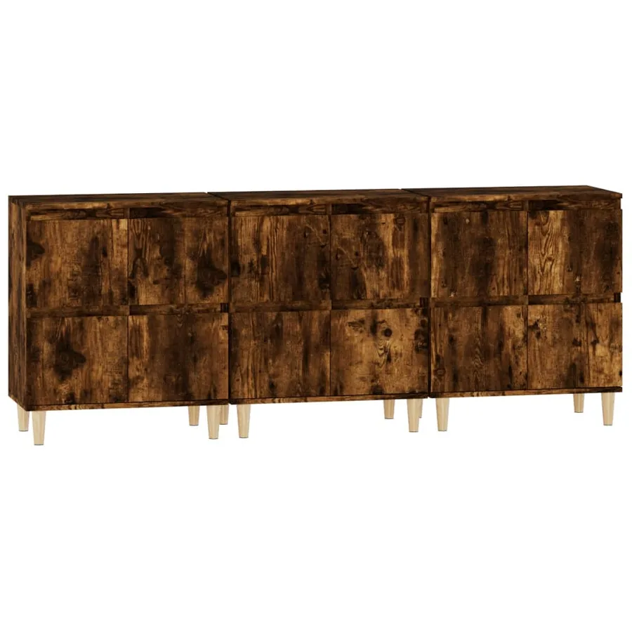 Buffets 3 pcs chêne fumé 60x35x70 cm bois d'ingénierie - 6
